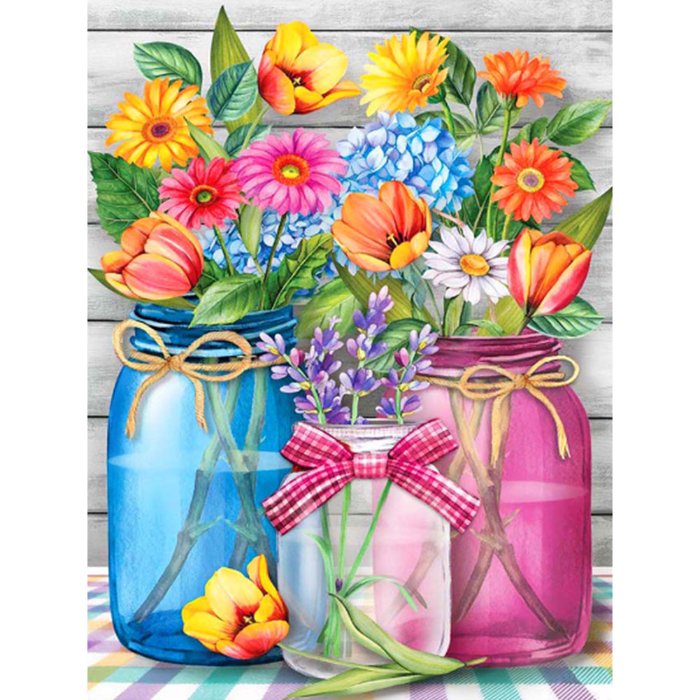 Diamond Painting - Full Round - glass bottle bouquet (30*40CM)