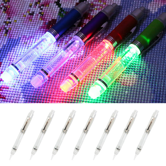 13cm Diamond Painting Pen with 6 Tips LED Light Diamond Art Pen Kit (Silver)