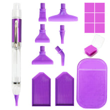 Load image into Gallery viewer, 13cm Diamond Painting Pen with 6 Tips LED Light Diamond Art Pen Kit (Purple)
