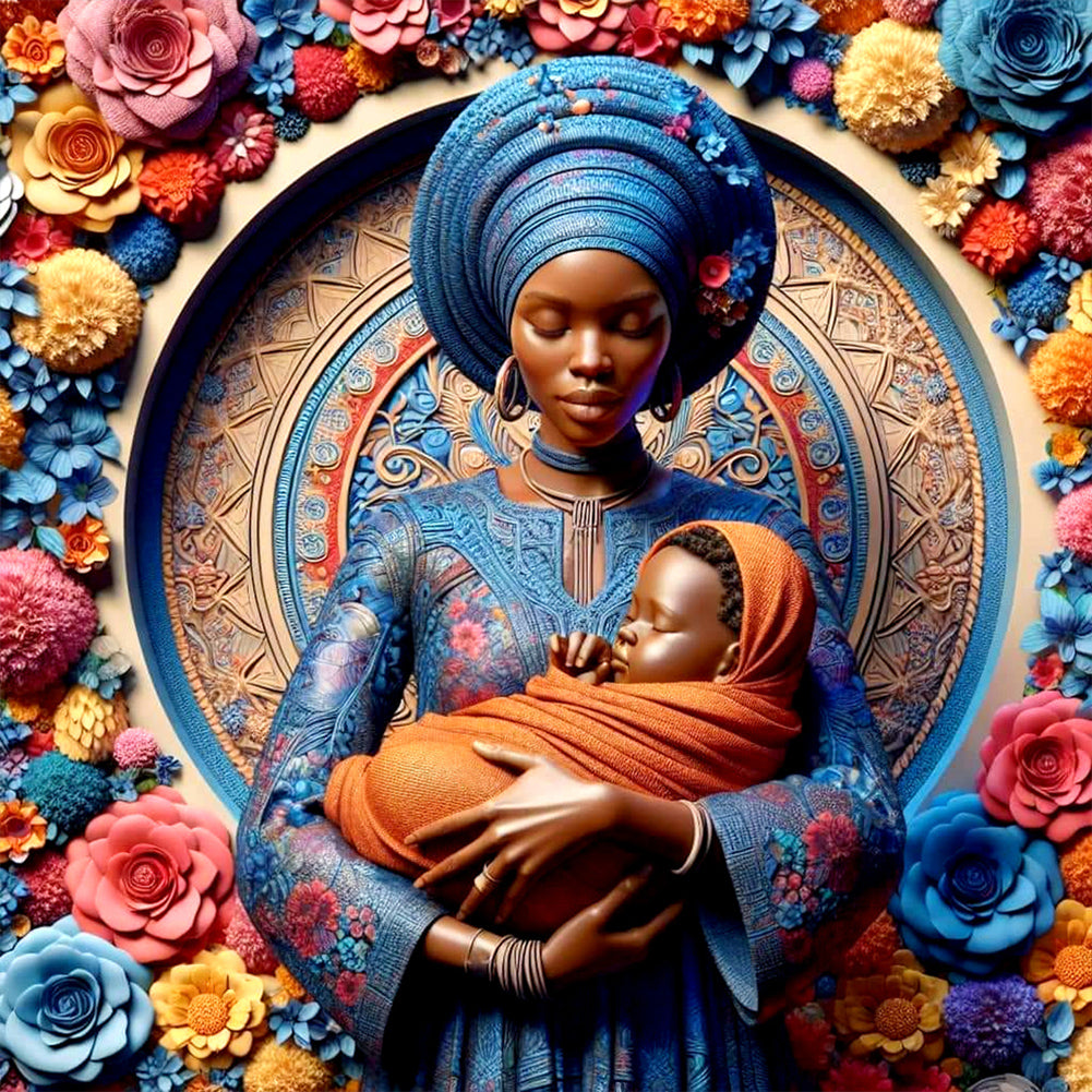 Diamond Painting - Full Round - black mother and son (40*40CM)