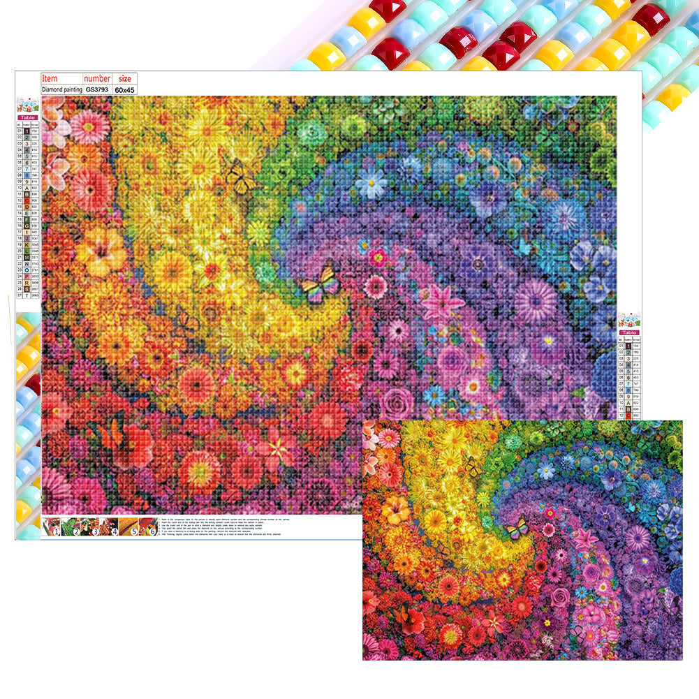 AB Diamond Painting - Full Square - Flower swirl (65*45CM)