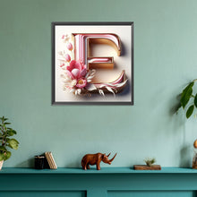 Load image into Gallery viewer, Diamond Painting - Full Round - Pink flower letter E (30*30CM)
