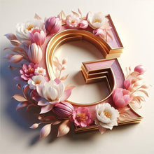 Load image into Gallery viewer, Diamond Painting - Full Round - pink flower letter G (30*30CM)
