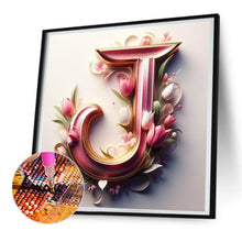Load image into Gallery viewer, Diamond Painting - Full Round - Pink flower letter J (30*30CM)
