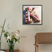 Load image into Gallery viewer, Diamond Painting - Full Round - pink flower letter K (30*30CM)
