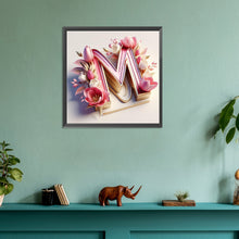 Load image into Gallery viewer, Diamond Painting - Full Round - Pink flower letter M (30*30CM)
