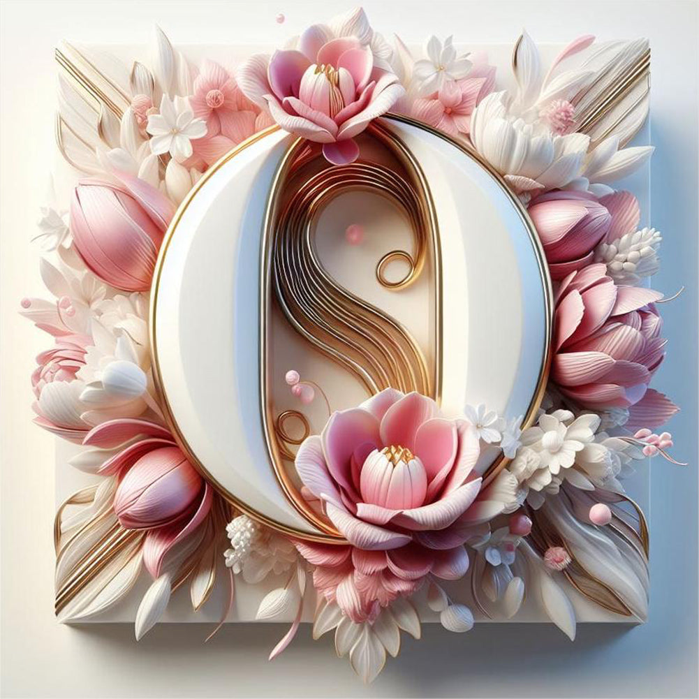 Diamond Painting - Full Round - pink flower letter O (30*30CM)