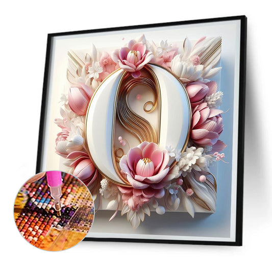 Diamond Painting - Full Round - pink flower letter O (30*30CM)