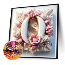 Load image into Gallery viewer, Diamond Painting - Full Round - pink flower letter O (30*30CM)
