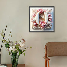 Load image into Gallery viewer, Diamond Painting - Full Round - pink flower letter O (30*30CM)
