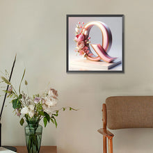 Load image into Gallery viewer, Diamond Painting - Full Round - Pink flower letter Q (30*30CM)

