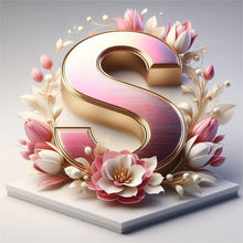 Load image into Gallery viewer, Diamond Painting - Full Round - pink flower letter S (30*30CM)
