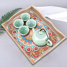 Load image into Gallery viewer, Wooden Mandala 5D DIY Diamond Painting Serving Tray with Handle for Home Decor
