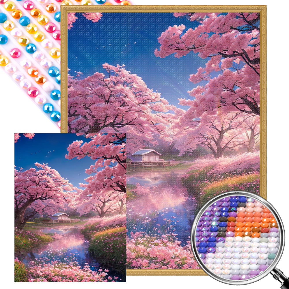 Diamond Painting - Full Square - pink cherry blossom garden (45*60CM)