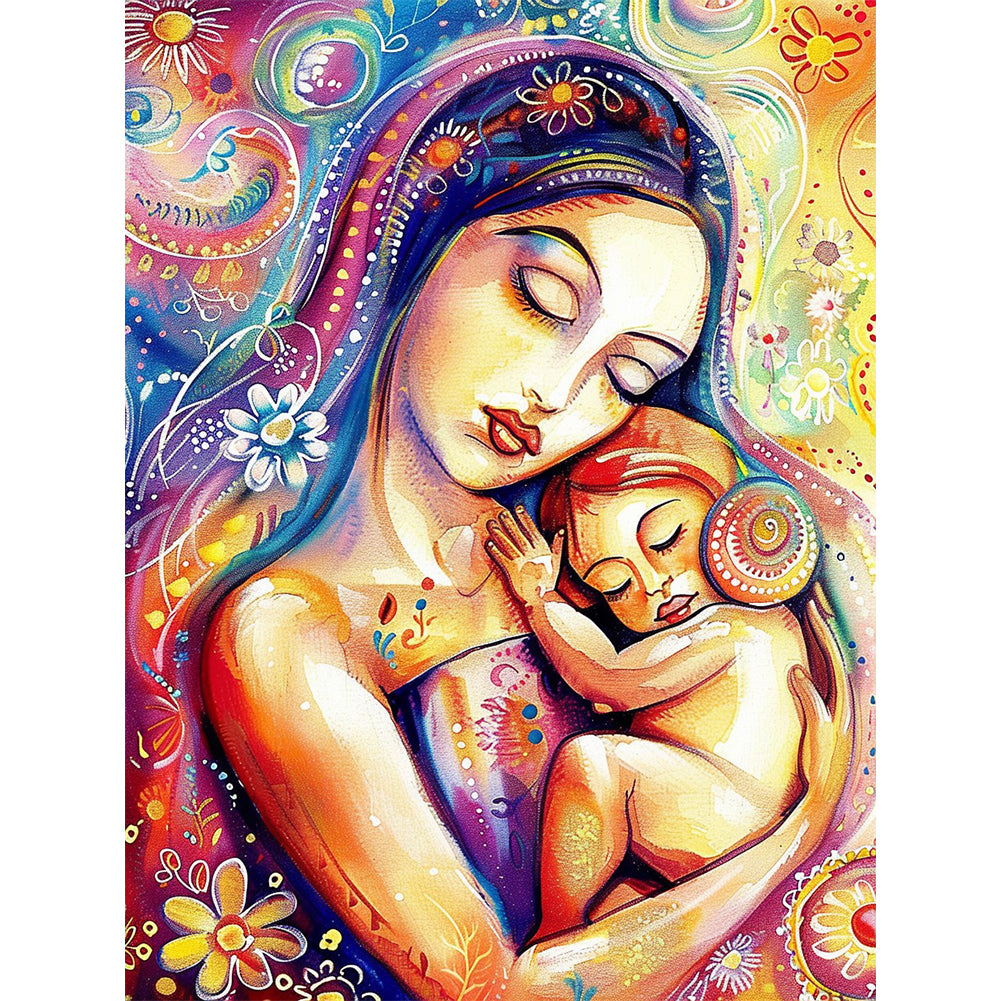 Diamond Painting - Full Round - mother and baby (30*40CM)