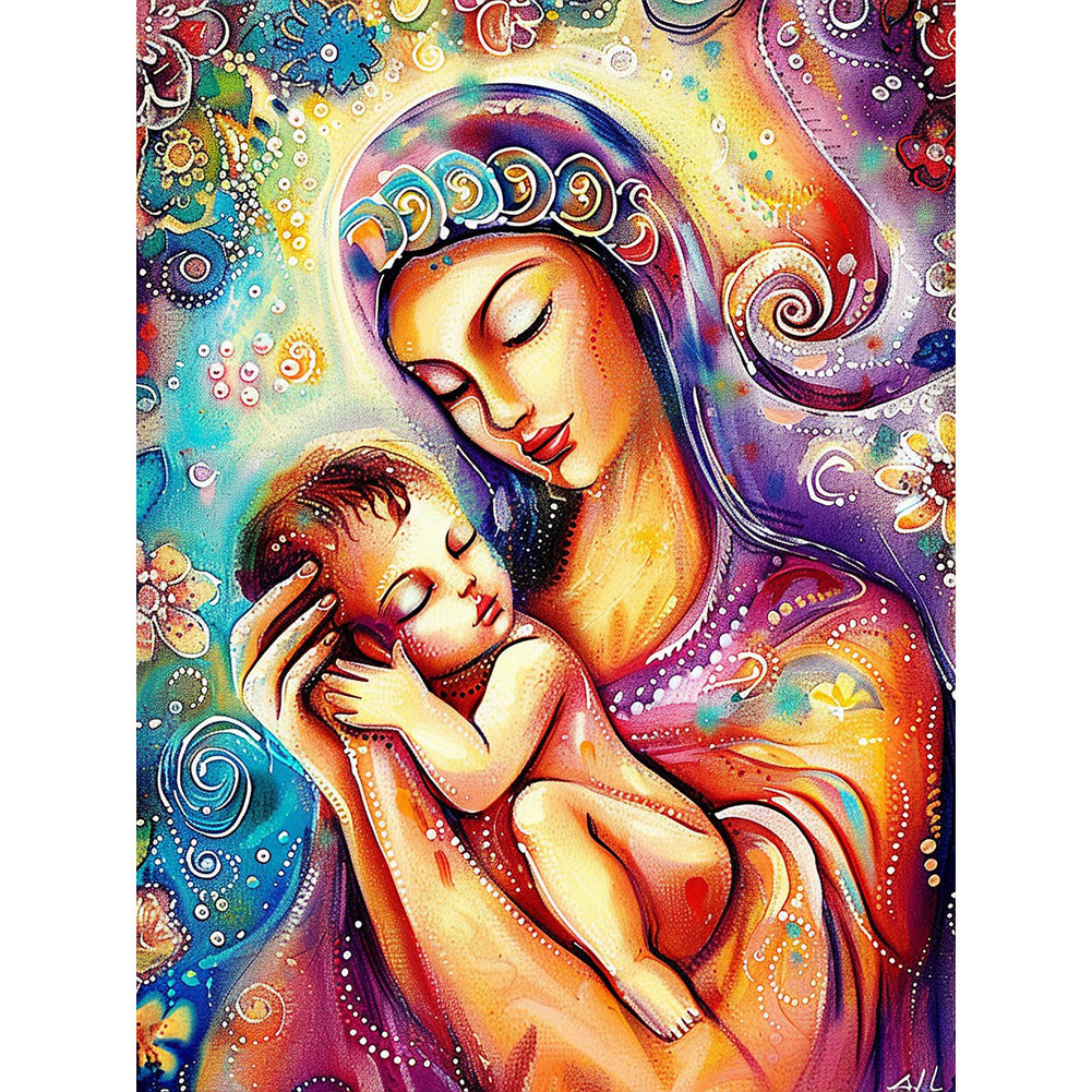 Diamond Painting - Full Round - mother and baby (30*40CM)