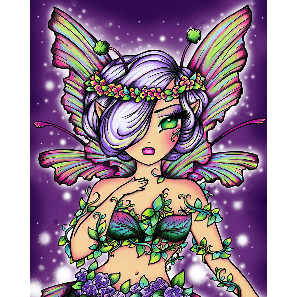 Diamond Painting - Full Round - butterfly girl (40*50CM)