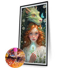 Load image into Gallery viewer, AB Diamond Painting - Full Round - dragon and red-haired girl (40*75CM)
