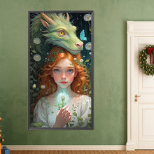 Load image into Gallery viewer, AB Diamond Painting - Full Round - dragon and red-haired girl (40*75CM)
