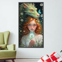 Load image into Gallery viewer, AB Diamond Painting - Full Round - dragon and red-haired girl (40*75CM)
