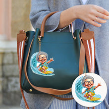 Load image into Gallery viewer, 6Pcs Double Side Optimistic Old Lady Diamond Art Craft Keychain DIY Crafts Decor
