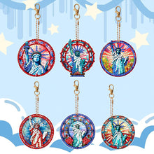 Load image into Gallery viewer, 6Pcs Double Side Optimistic Old Lady Diamond Art Craft Keychain DIY Crafts Decor

