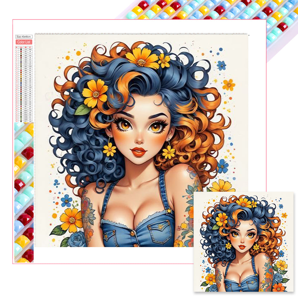 Diamond Painting - Full Square - blue girl (40*40CM)