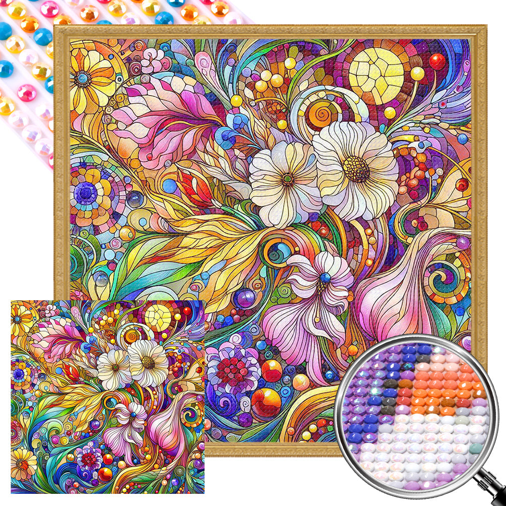 AB Diamond Painting - Full Round - colorful flowers (40*40CM)