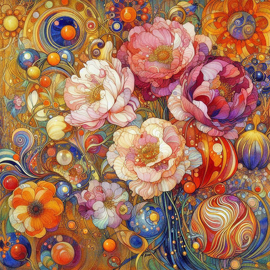 AB Diamond Painting - Full Round - retro floral (40*40CM)