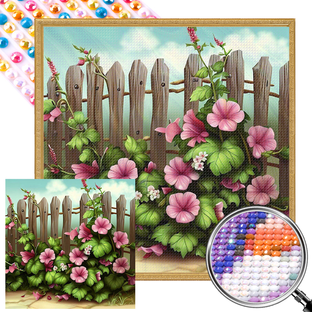 AB Diamond Painting - Full Round - flower fence (40*40CM)