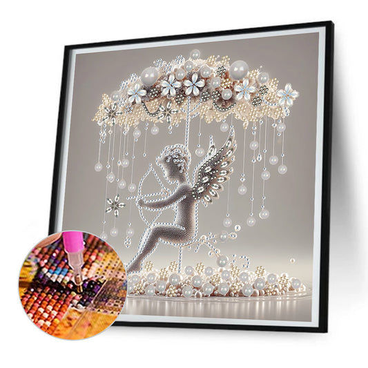 Diamond Painting - Partial Special Shaped - art umbrella cherub (30*30CM)