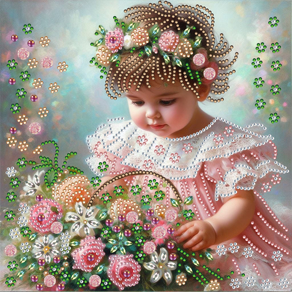 Diamond Painting - Partial Special Shaped - flower girl (30*30CM)