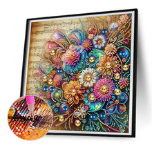 Load image into Gallery viewer, Diamond Painting - Partial Special Shaped - blooming flowers on sheet music (30*30CM)
