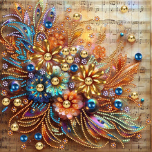 Load image into Gallery viewer, Diamond Painting - Partial Special Shaped - blooming flowers on sheet music (30*30CM)
