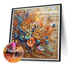 Load image into Gallery viewer, Diamond Painting - Partial Special Shaped - blooming flowers on sheet music (30*30CM)
