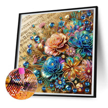 Load image into Gallery viewer, Diamond Painting - Partial Special Shaped - blooming flowers on sheet music (30*30CM)
