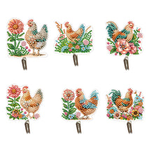 Load image into Gallery viewer, 6Pcs Diamond Painting Hooks Colorful Animal Flower Diamond Art Craft Wall Hooks
