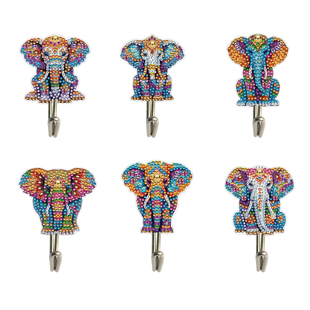 6Pcs Diamond Painting Hooks Colorful Animal Flower Diamond Art Craft Wall Hooks