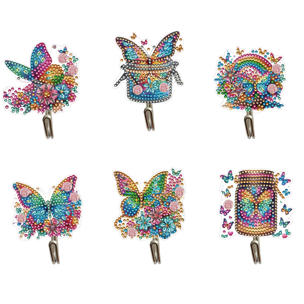 6Pcs Diamond Painting Hooks Colorful Animal Flower Diamond Art Craft Wall Hooks