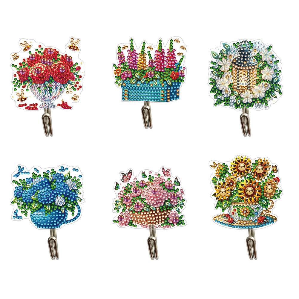 6Pcs Diamond Painting Hooks Colorful Animal Flower Diamond Art Craft Wall Hooks