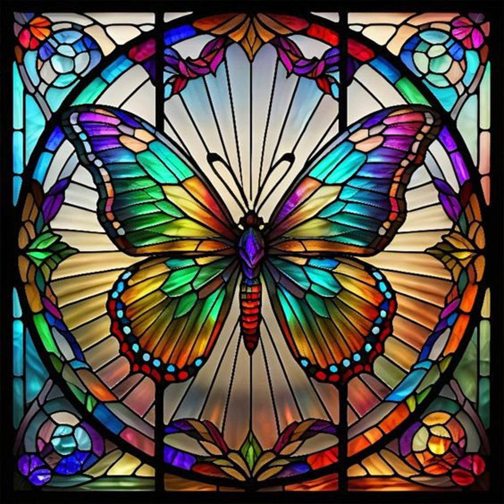 Diamond Painting - Full Round - butterfly glass art (40*40CM)