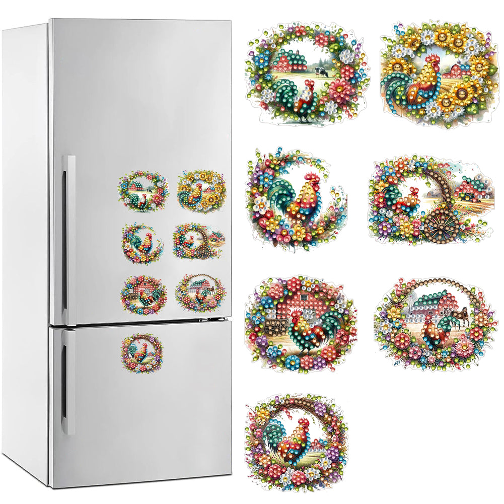 Diamond Painting Fridge Magnet Rooster Special Shape Diamond Art Magnets Decals