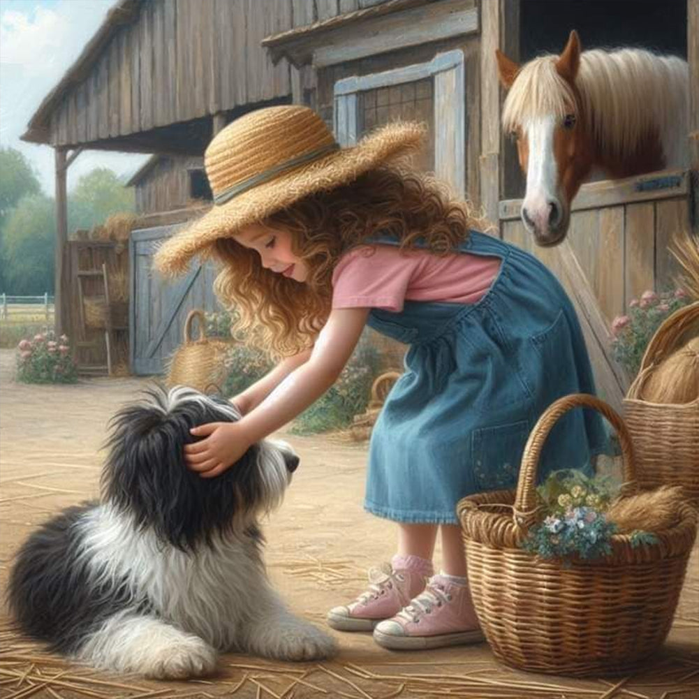 Diamond Painting - Full Round - farm girl (30*30CM)