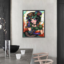 Load image into Gallery viewer, AB Diamond Painting - Full Round - girl in top hat dress (40*50CM)
