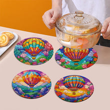 Load image into Gallery viewer, 4Pcs Diamond Painting Placemat Hot Air Balloon and Flower Art Craft Supplies
