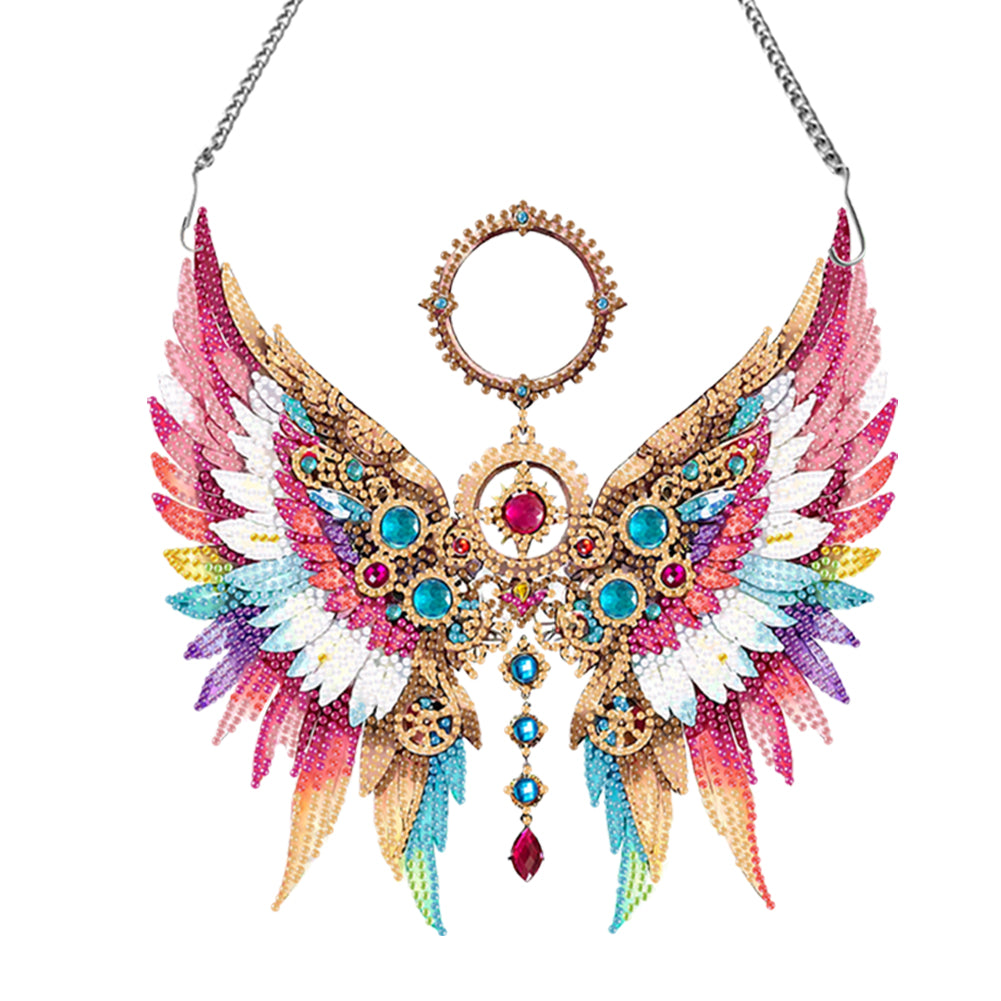 Acrylic Special Shape Colorful Wing Diamond Painting Pendant for Wall Window