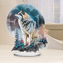 Load image into Gallery viewer, Acrylic Moon Wolf Table Top Diamond Painting Ornament Kits Home Bedroom Decor
