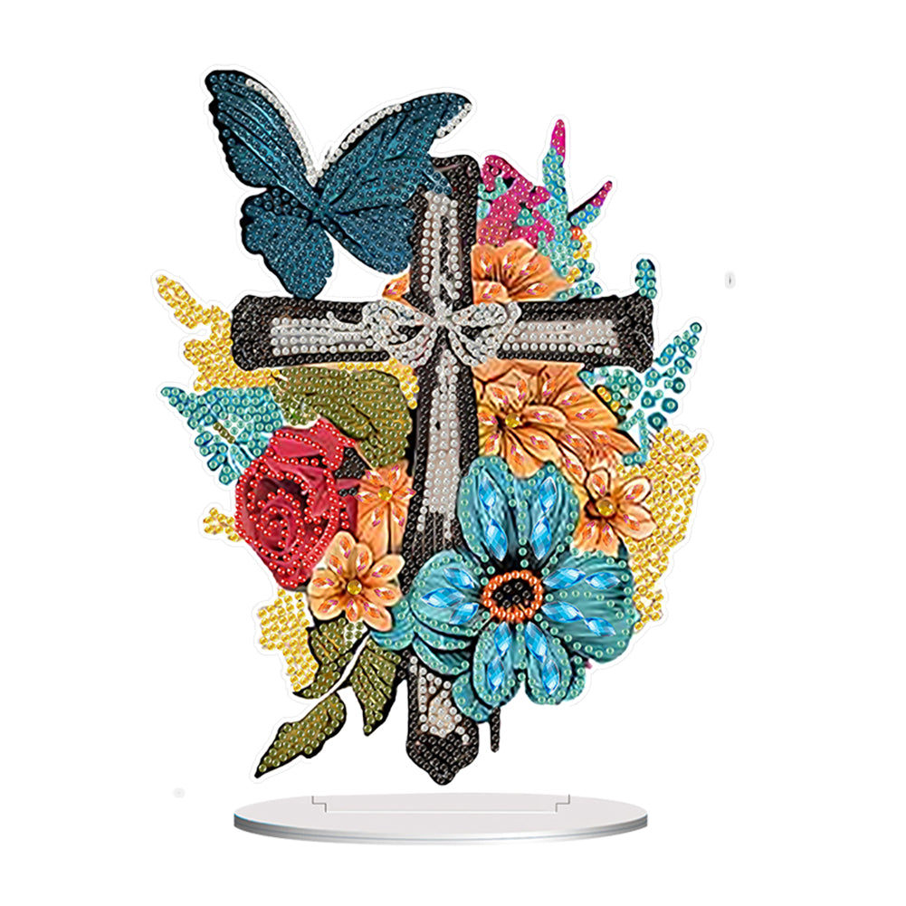 Acrylic Cross Butterfly Diamond Painting Desktop Ornaments Kit Home Decoration