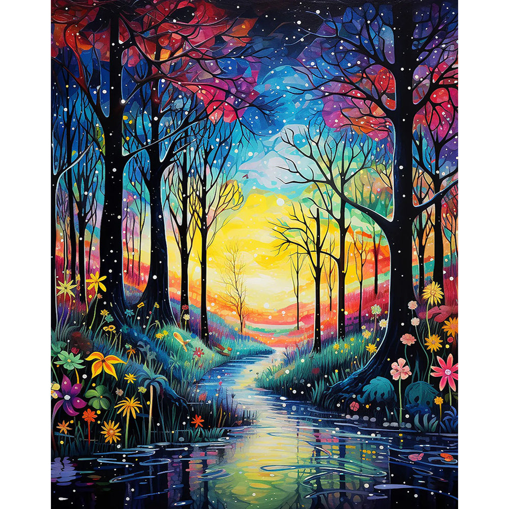 Diamond Painting - Full Round - forest color trail (40*50CM)