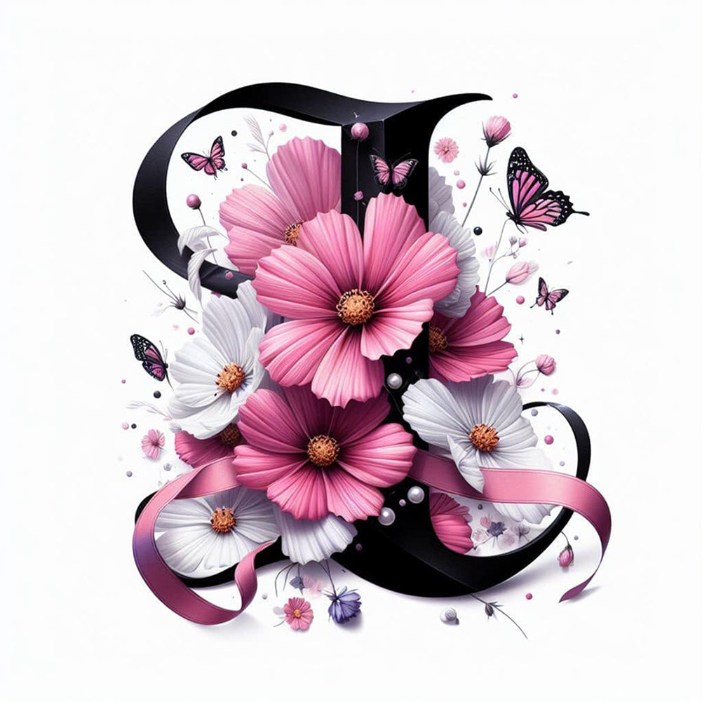 Diamond Painting - Full Round - Daisy Butterfly Letter I (30*30CM)